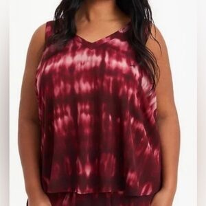 TORRID Dark Red Tie Dyed Gauze Swing Tank Top Medium Large Torrid Size 00
